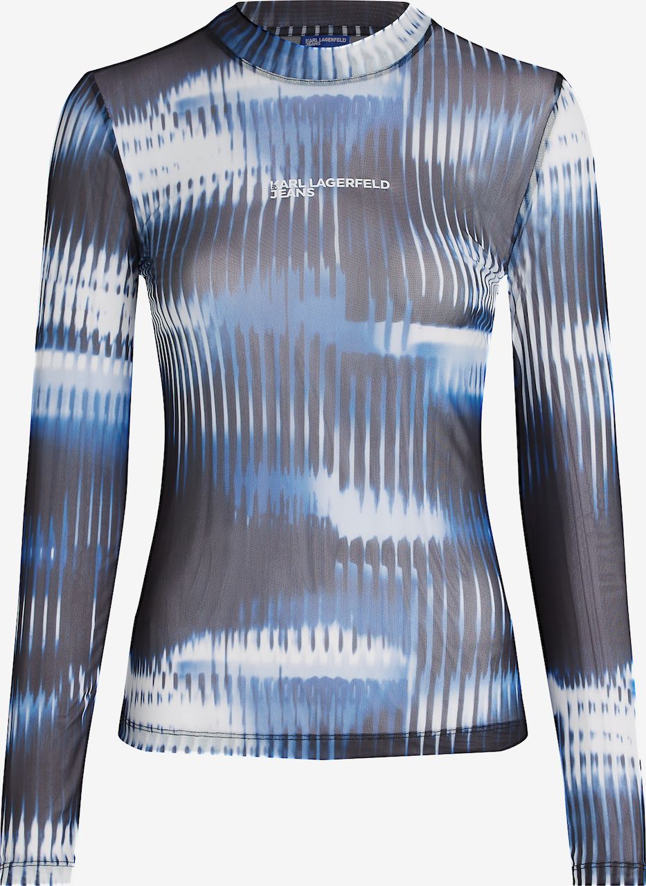 KARL LAGERFELD Top ' MESH-TOP MIT GLITCH-PRINT ' em Preto