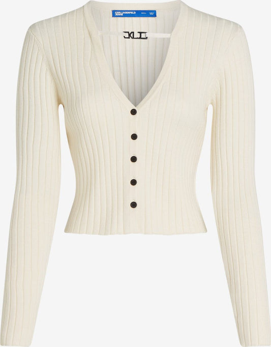 KARL LAGERFELD JEANS Casaco de malha em Branco Lã